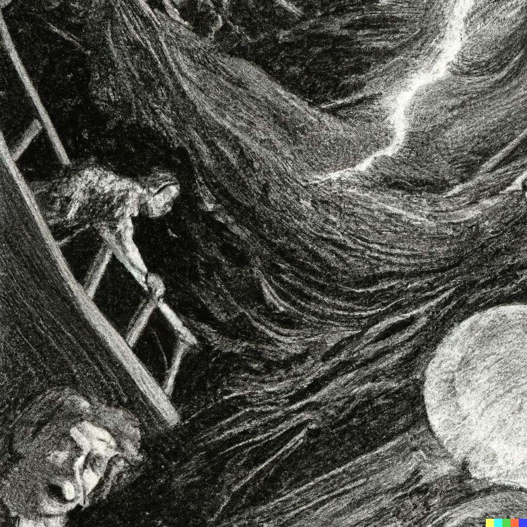 the discovery of gravity, print by Bernie Wrightson